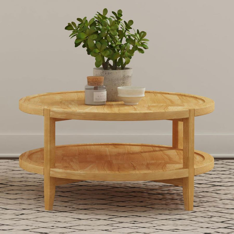 Camillo Round Solid Wood Coffee Table Maple Brown-zoom-