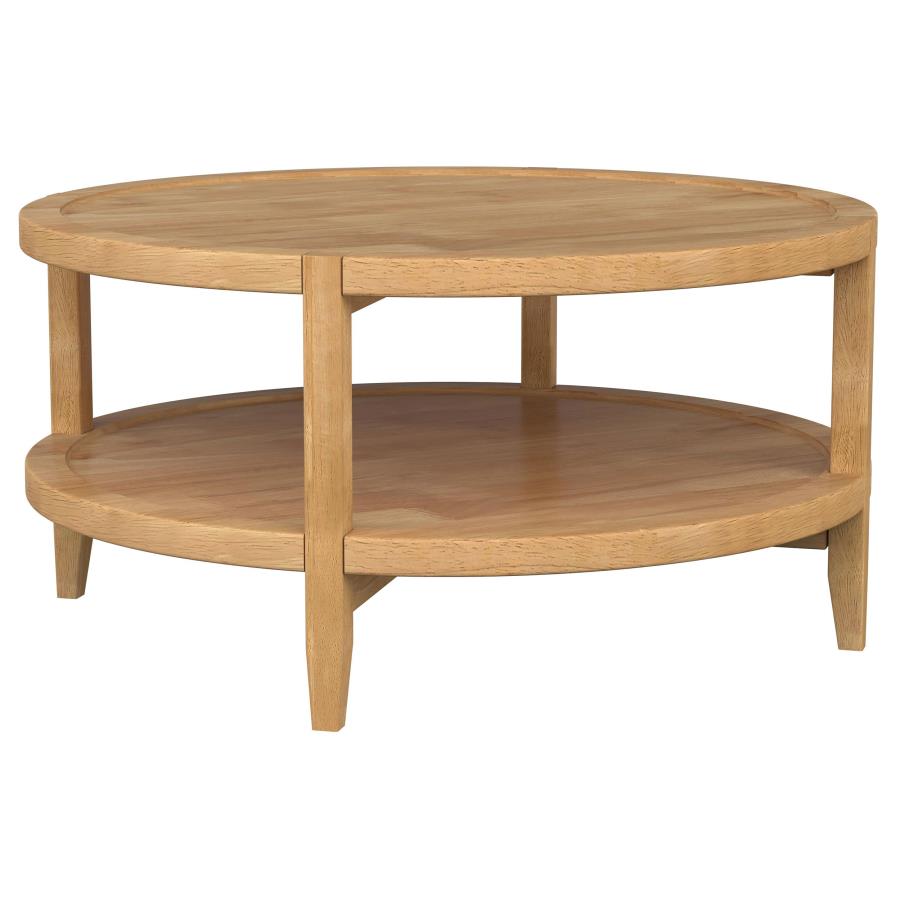 Camillo Round Solid Wood Coffee Table Maple Brown-zoom-1