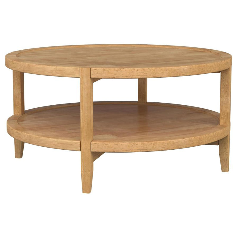 Camillo Round Solid Wood Coffee Table Maple Brown-zoom-