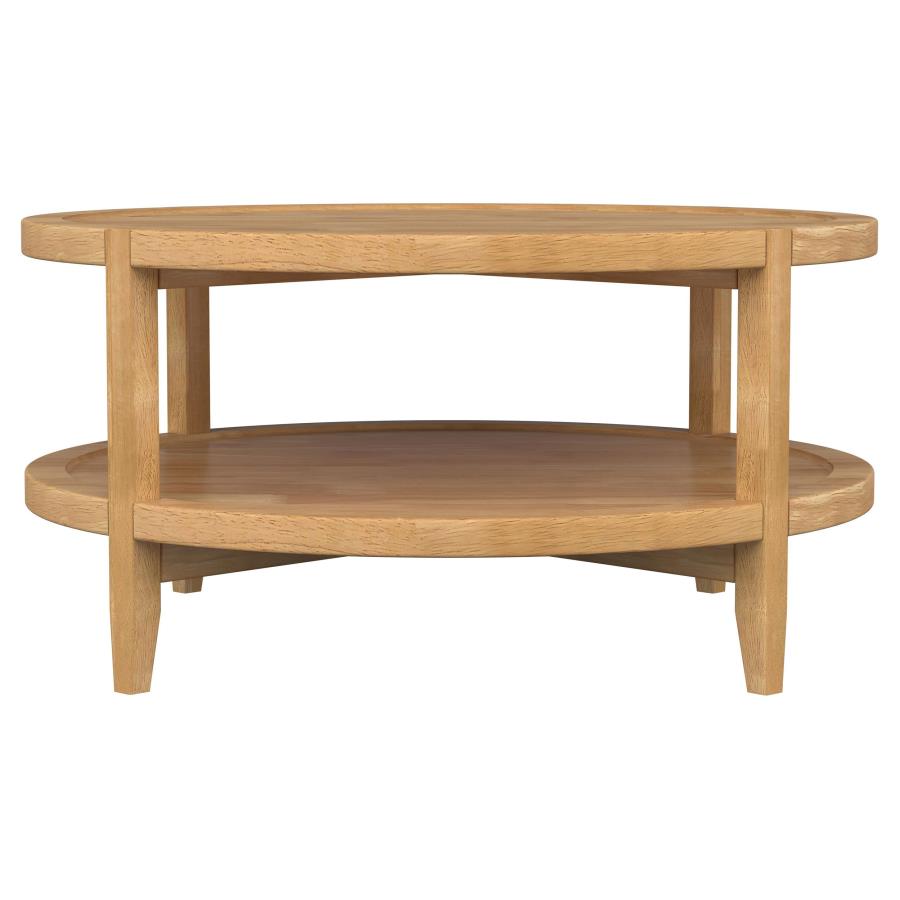 Camillo Round Solid Wood Coffee Table Maple Brown-zoom-6