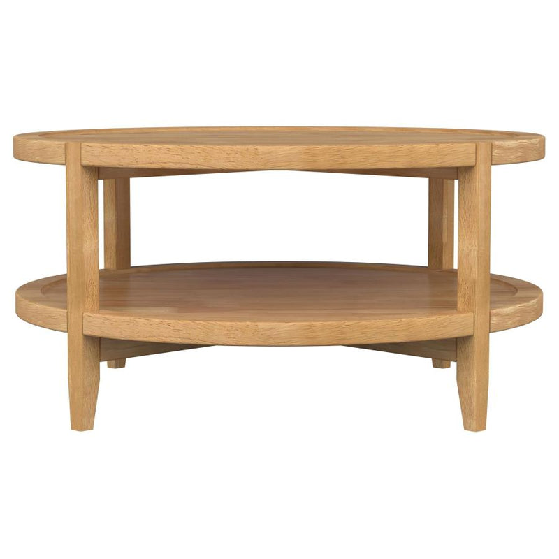 Camillo Round Solid Wood Coffee Table Maple Brown-zoom-