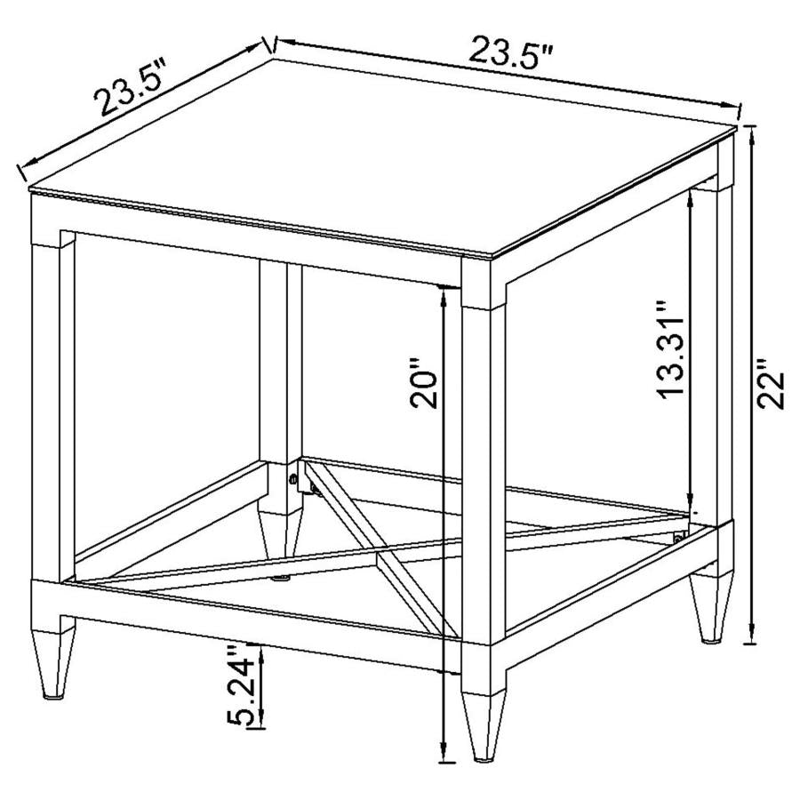 Lindley 2-piece Square Coffee and End Table Set Chrome-9