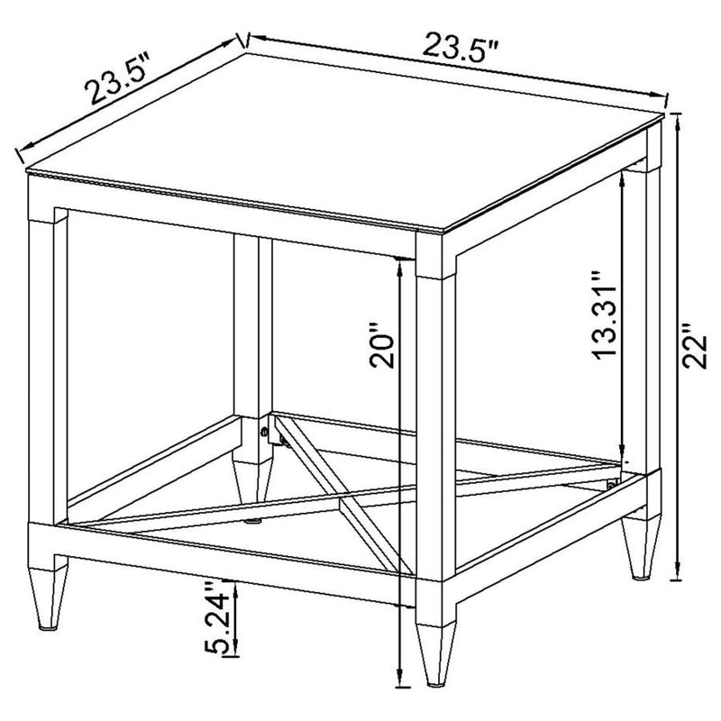Lindley 2-piece Square Coffee and End Table Set Chrome-zoom-