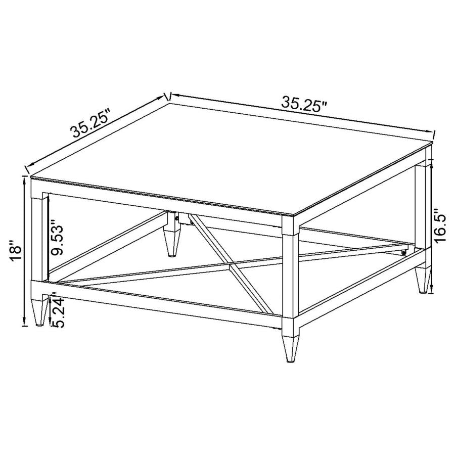 Lindley 2-piece Square Coffee and End Table Set Chrome-zoom-10
