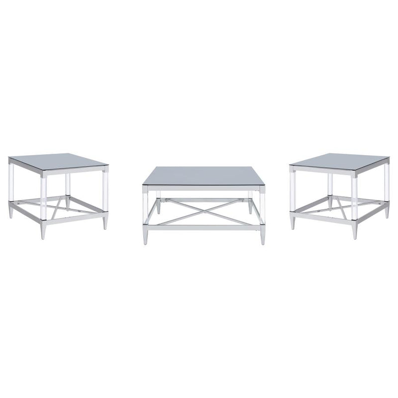 Lindley 3-piece Square Coffee and End Table Set Chrome-zoom-