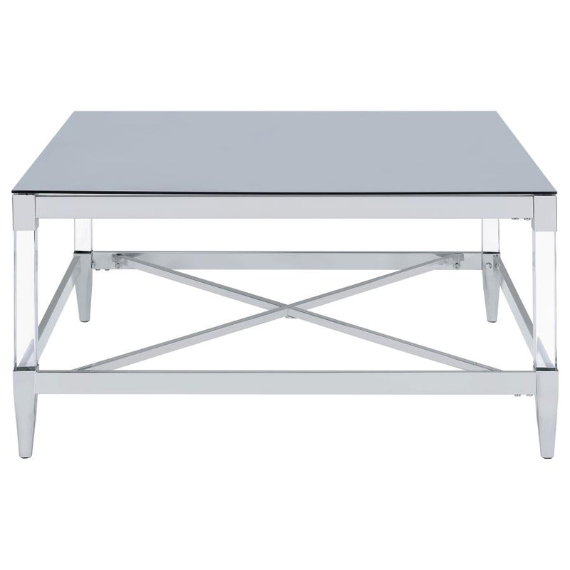 Lindley Square Tempered Mirror Acrylic Coffee Table Chrome-zoom-