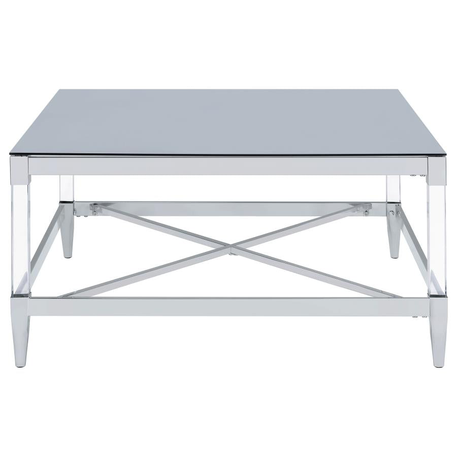 Lindley Square Tempered Mirror Acrylic Coffee Table Chrome-6