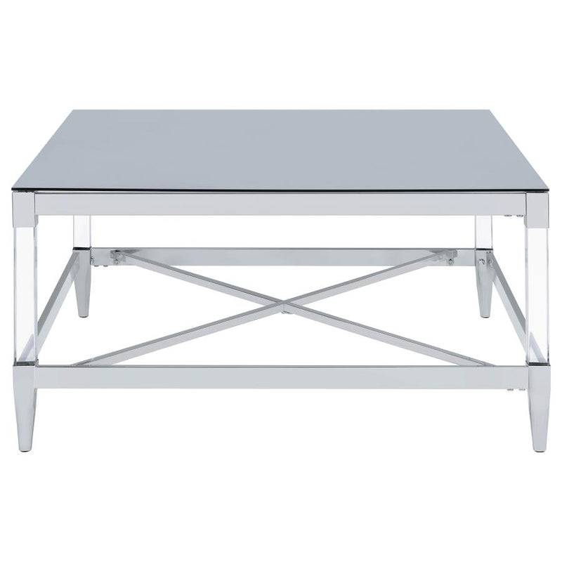 Lindley Square Tempered Mirror Acrylic Coffee Table Chrome-zoom-