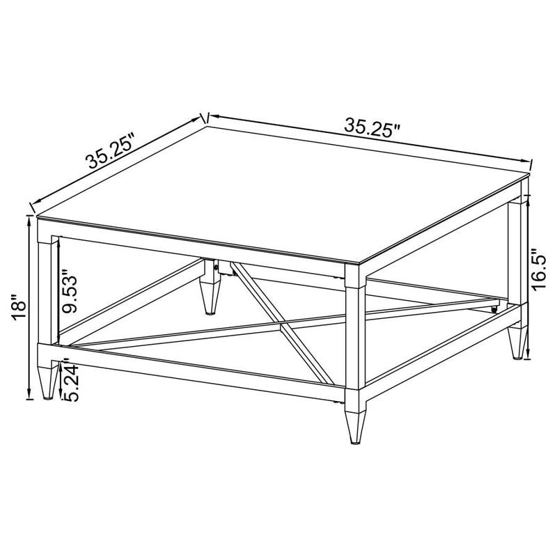 Lindley Square Tempered Mirror Acrylic Coffee Table Chrome-zoom-