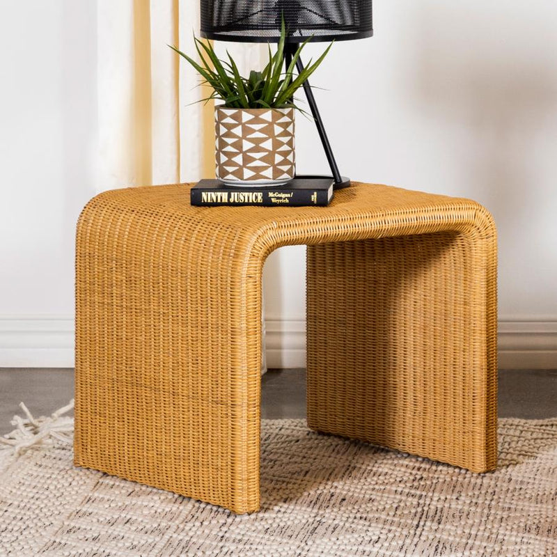 Cahya Square Woven Rattan End Table Natural-zoom-