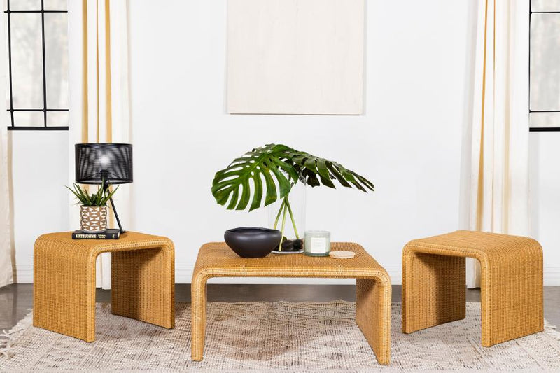 Cahya 3-piece Rattan Coffee and End Table Set Natural-zoom-