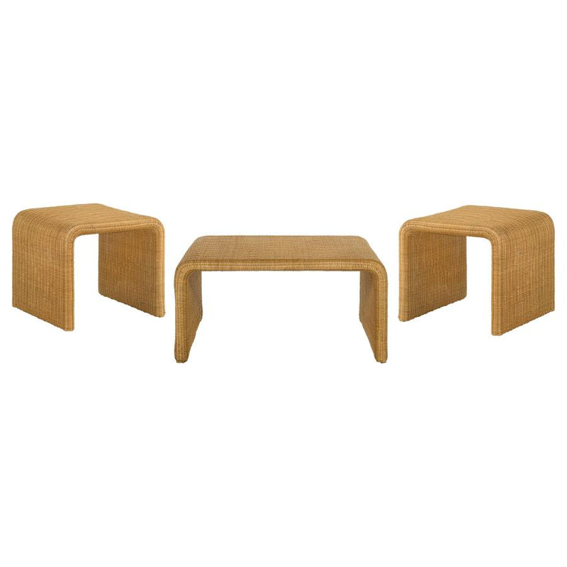 Cahya 3-piece Rattan Coffee and End Table Set Natural-zoom-