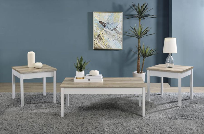 Stacie 3-piece Coffee Table Set Distressed Pine and White-zoom-