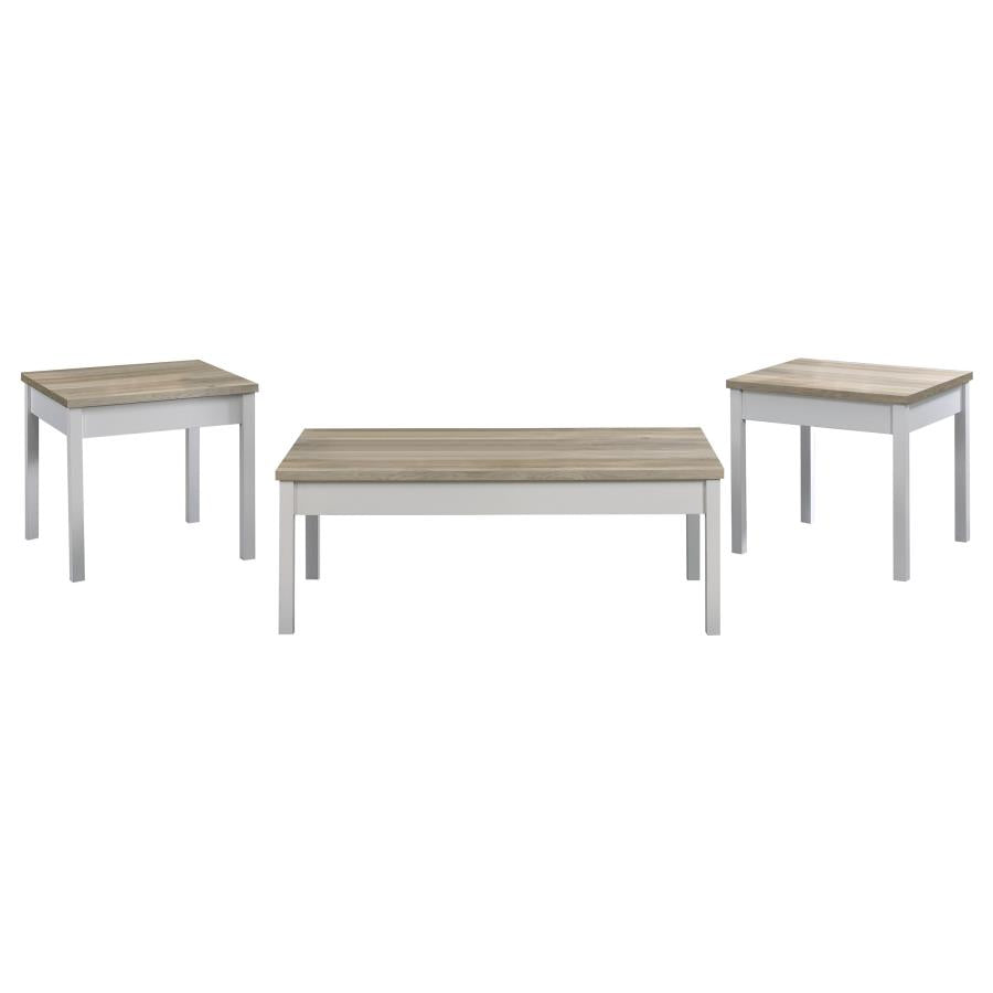 Stacie 3-piece Coffee Table Set Distressed Pine and White-zoom-2