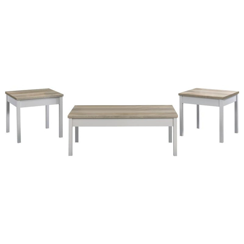 Stacie 3-piece Coffee Table Set Distressed Pine and White-zoom-