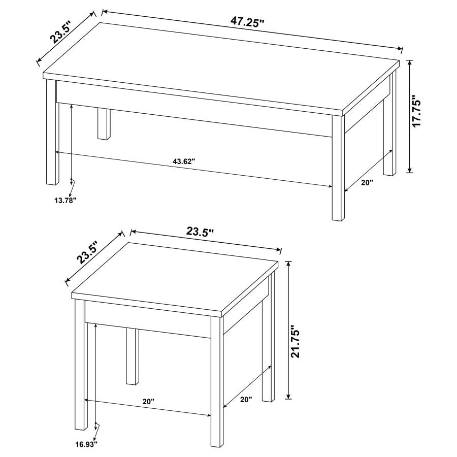 Stacie 3-piece Coffee Table Set Distressed Pine and White-zoom-10