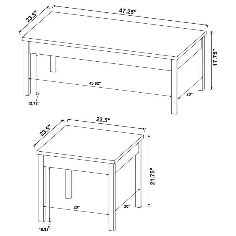 Stacie 3-piece Coffee Table Set Distressed Pine and White-zoom-