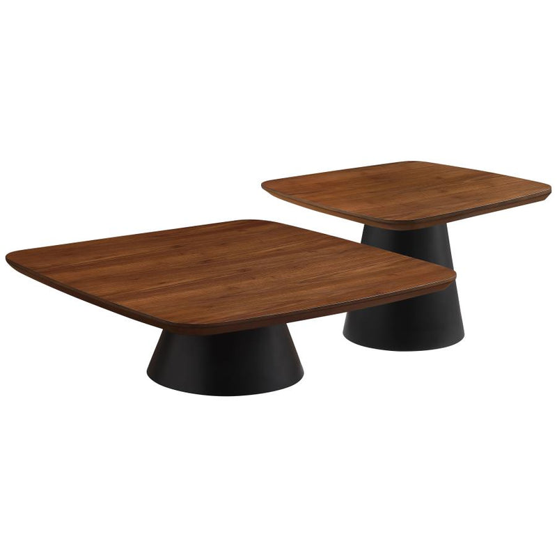 Eason 2-piece Coffee Table Set Walnut and Black-zoom-