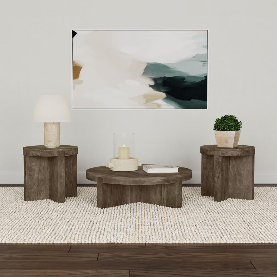 Kinkaid 3-piece Solid Wood Coffee and End Table Set Brown-1