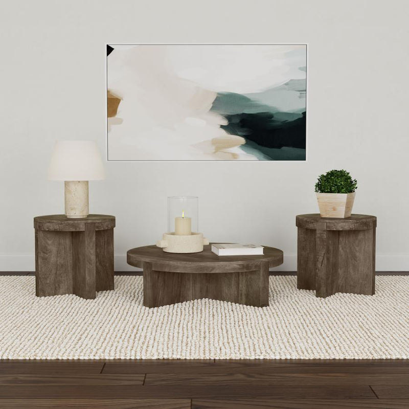 Kinkaid 3-piece Solid Wood Coffee and End Table Set Brown-zoom-