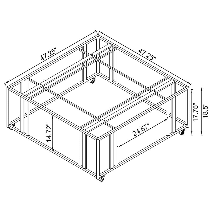 Adri Square Glass Top Coffee Table with Casters Black Nickel-zoom-7