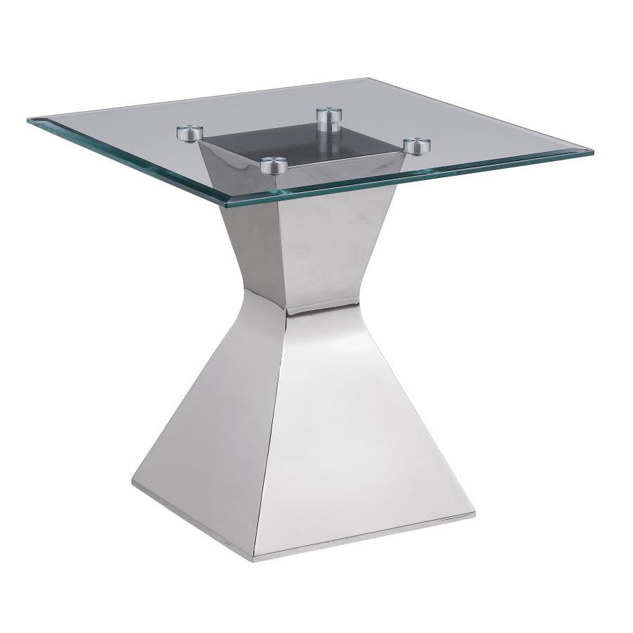 Jenny Glass Top Stainless Steel Side End Table Chrome-zoom-1