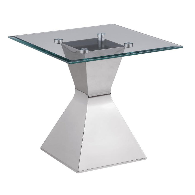 Jenny Glass Top Stainless Steel Side End Table Chrome-zoom-