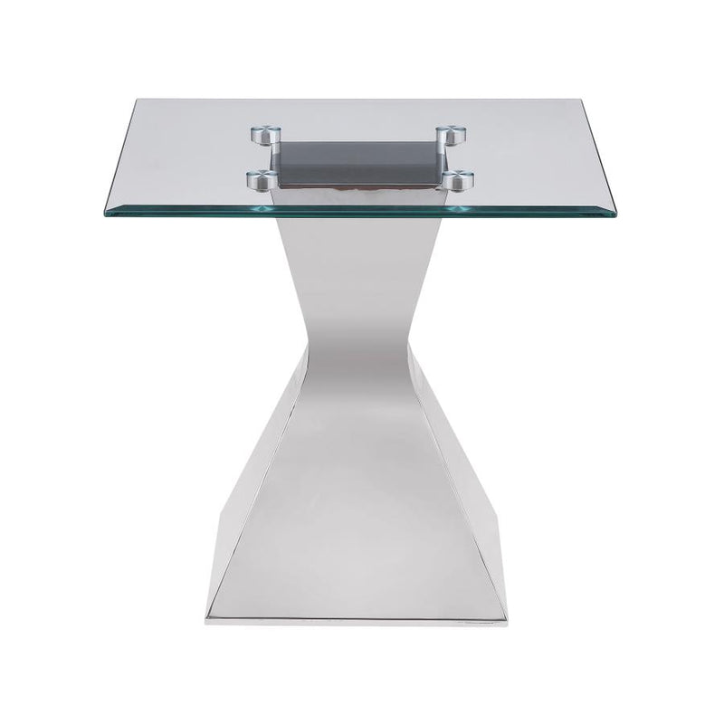 Jenny Glass Top Stainless Steel Side End Table Chrome-zoom-
