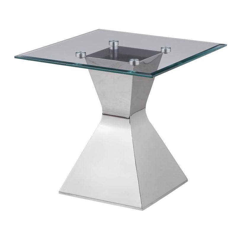 Jenny Glass Top Stainless Steel Side End Table Chrome-zoom-