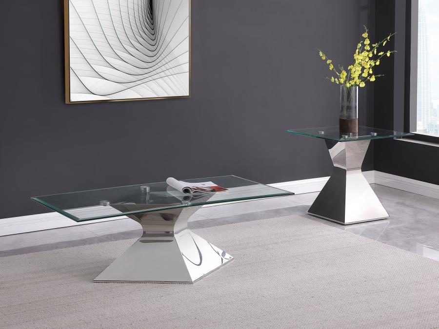Jenny Glass Top Stainless Steel Side End Table Chrome-zoom-6