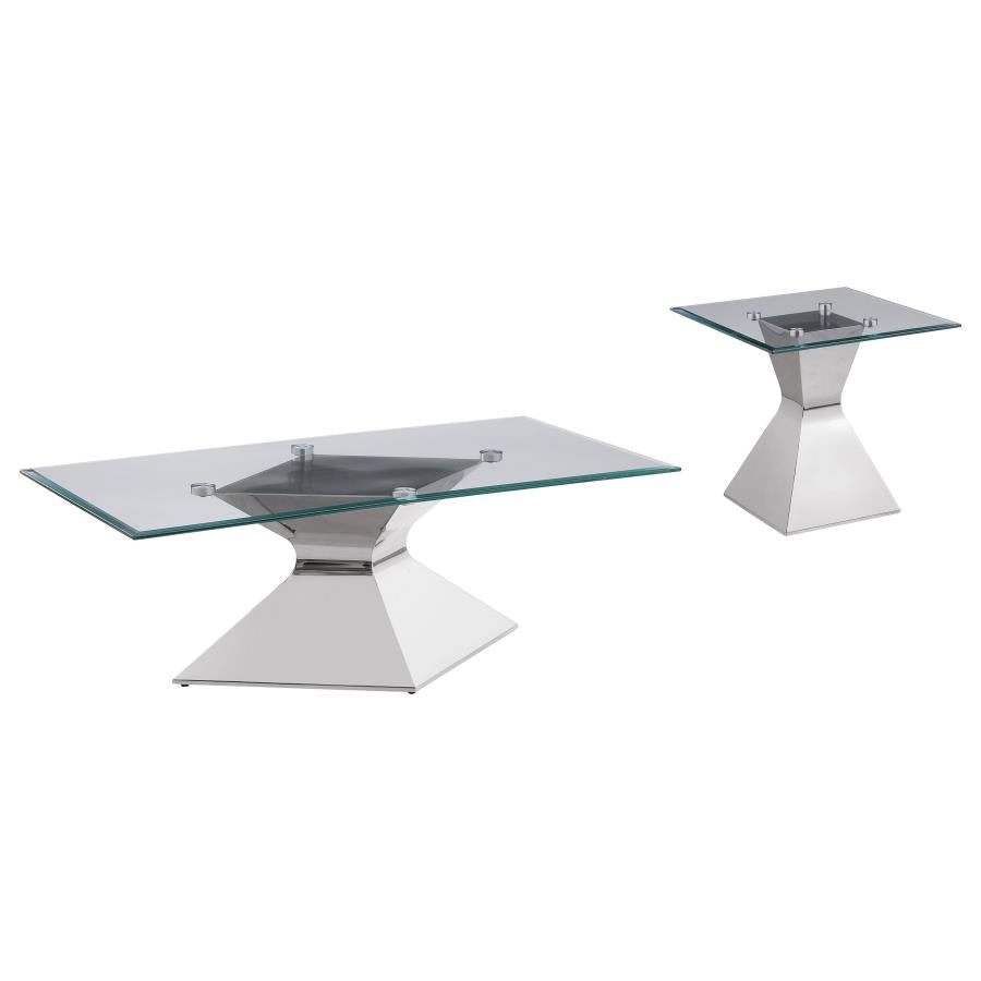 Jenny 2-piece Rectangular Coffee and End Table Set Chrome-zoom-2