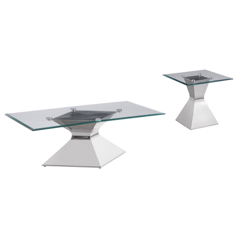 Jenny 2-piece Rectangular Coffee and End Table Set Chrome-zoom-