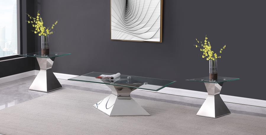 Jenny 3-piece Rectangular Coffee and End Table Set Chrome-zoom-1