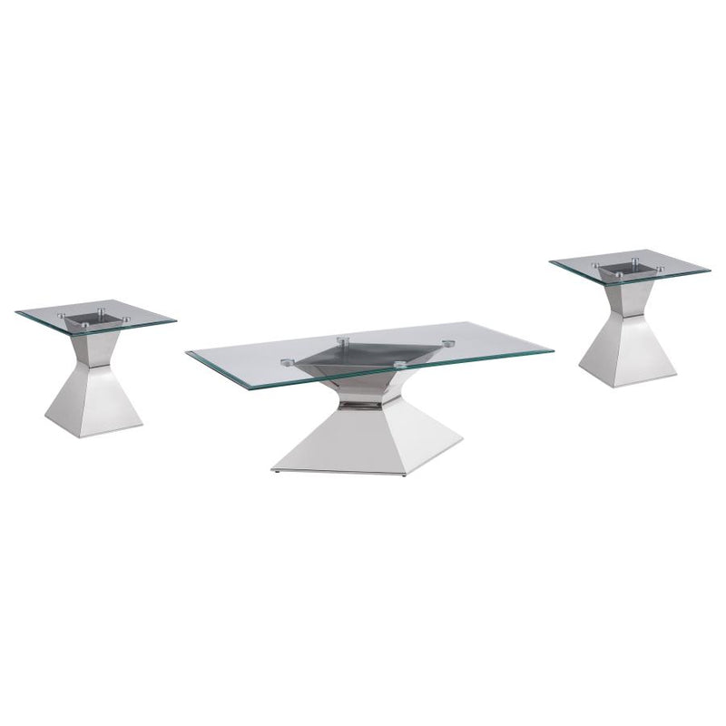 Jenny 3-piece Rectangular Coffee and End Table Set Chrome-zoom-