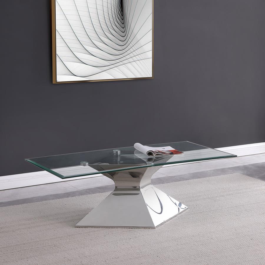 Jenny Glass Top Stainless Steel Coffee Table Chrome-zoom-2
