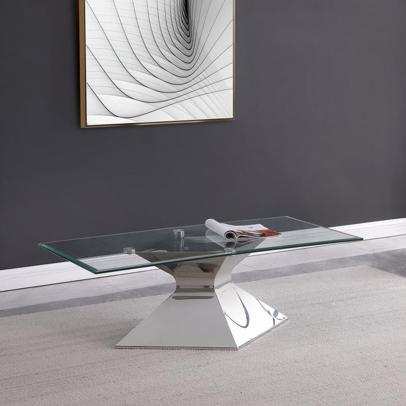 Jenny Glass Top Stainless Steel Coffee Table Chrome-zoom-
