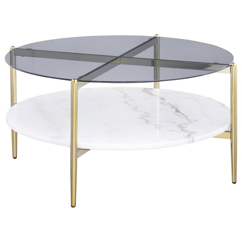 Jonelle 2-piece Round Coffee and End Table Set Gold-zoom-