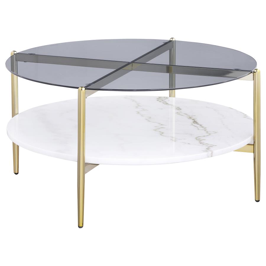 Jonelle 3-piece Round Coffee and End Table Set Gold-zoom-4