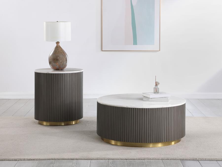 Jason Round White Marble Top Side End Table Charcoal-zoom-8