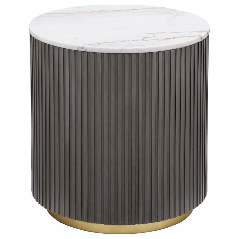 Jason 3-piece Round White Marble Coffee Table Set Charcoal-zoom-