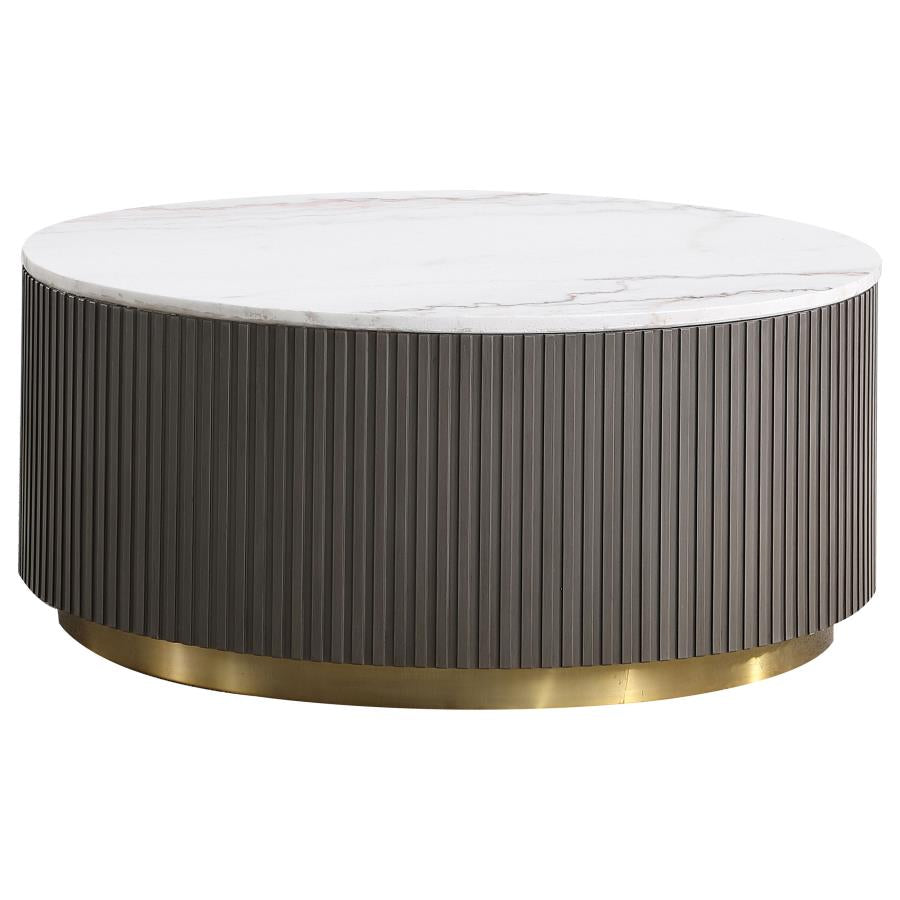 Jason 3-piece Round White Marble Coffee Table Set Charcoal-zoom-4