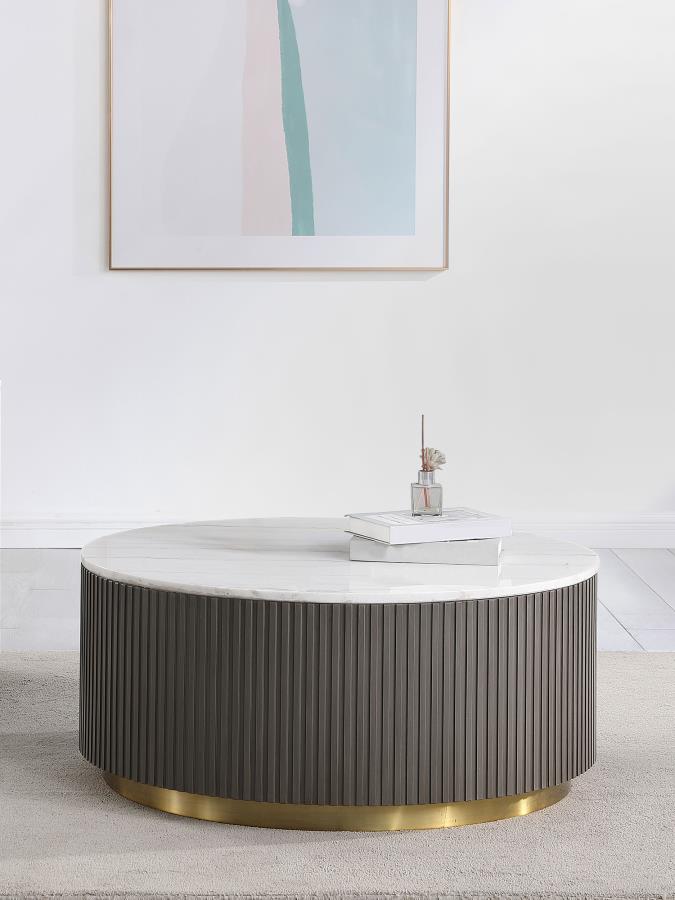 Jason Round White Marble Top Coffee Table Charcoal-zoom-2