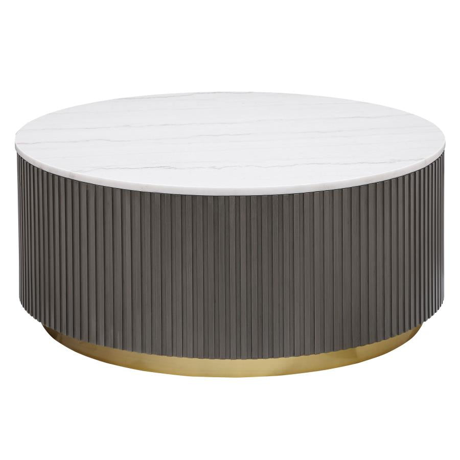 Jason Round White Marble Top Coffee Table Charcoal-zoom-1