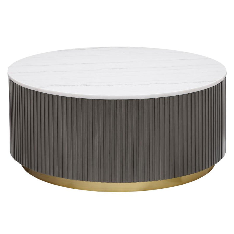 Jason Round White Marble Top Coffee Table Charcoal-zoom-