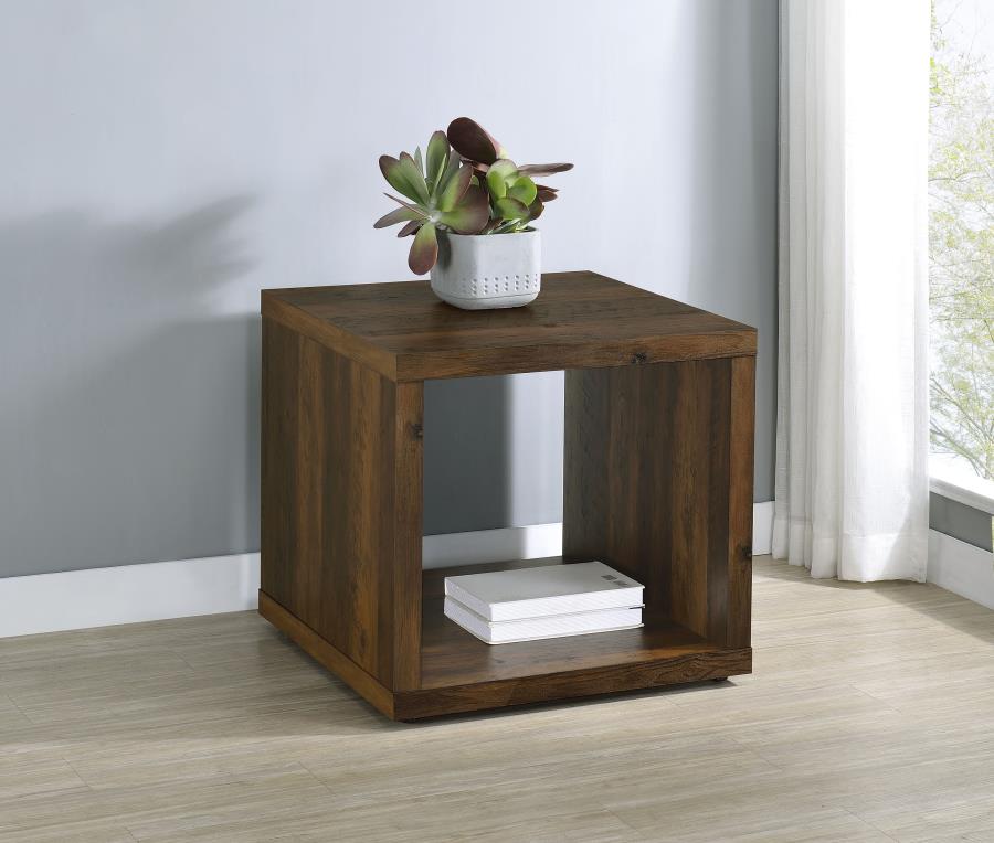 Frisco Square Engineered Wood Side End Table Dark Pine-zoom-2