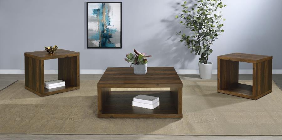 Frisco 3-piece Coffee and End Table Set Dark Pine-1