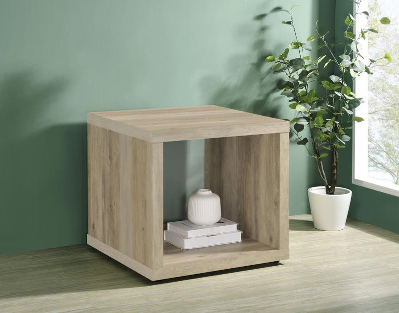 Frisco Square Engineered Wood Side End Table Distressed Pine-zoom-