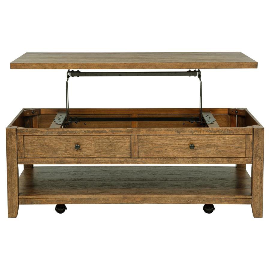Payne 48-inch Mobile Lift Top Coffee Table Distressed Brown-6