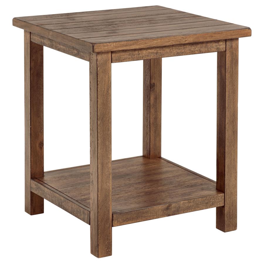 Payne Wood End Table with Shelf Distressed Brown-zoom-1