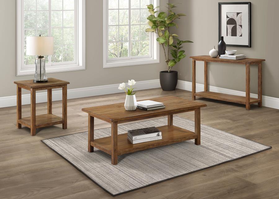 Payne Wood End Table with Shelf Distressed Brown-8